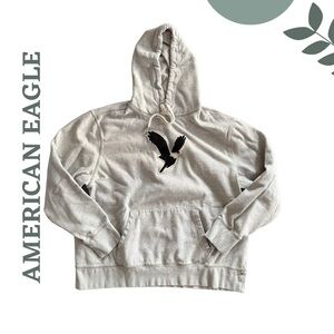 🛍️3/$40 American Eagle Outfitters Men’s XXLT Hoodie – Grey w/ Black Logo